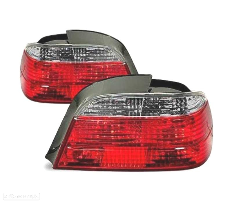 FAROLINS TRASEIROS BMW E38 94-01 VERMELHO BRANCO ESCURECIDO - 2