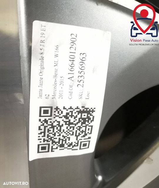 Janta Jante Originale 8.5 J R 19 ET 62 Mercedes-Benz ML W166 2011 2012 - 7