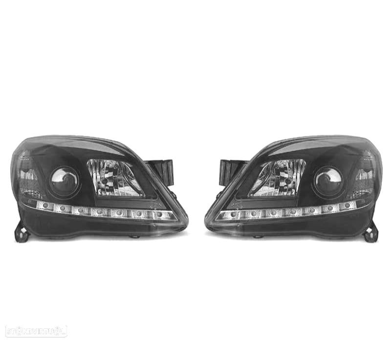 FARÓIS OPEL ASTRA H 04-09 LUZ DIURNA LED FUNDO NEGRO - 2