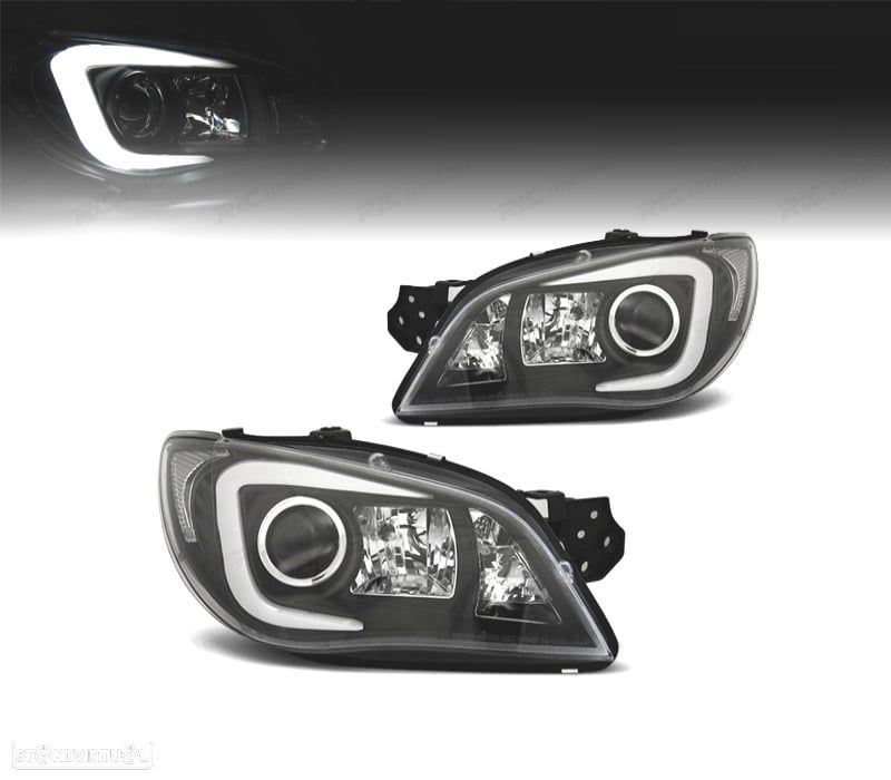 FAROIS FRONTAIS PARA SUBARU IMPREZA 05-08 TUBE LIGHT FUNDO PRETO - 1
