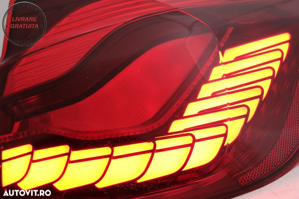 Stopuri OLED BMW Seria 3 F30 (2011-2019) F35 F80 Rosu Clar M4 Design cu Semnal Din- livrare gratuita - 3