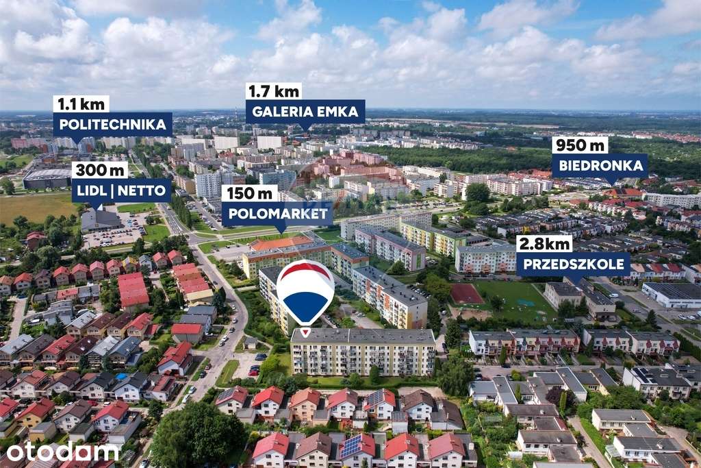 4 pokoje, 69 m², Os. Bukowe: balkon, widna kuchnia