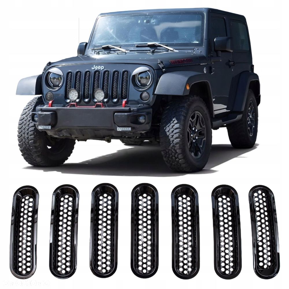 stylizacyjne wkładki grilla czarne abs jeep wrangler jk 2007-2018 - 1