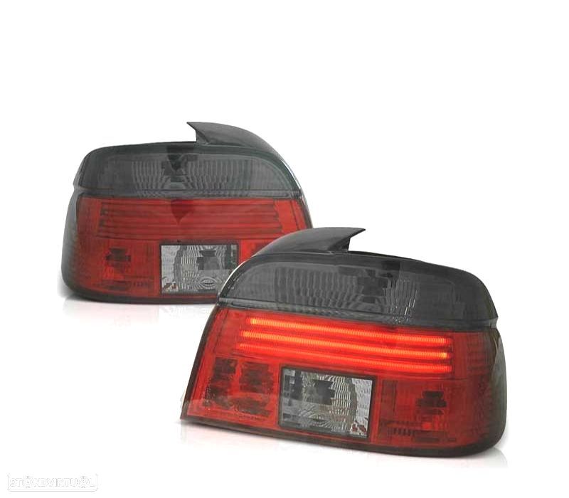 FAROLINS TRASEIROS BMW E39 95-00 PRETO VERMELHO - 5