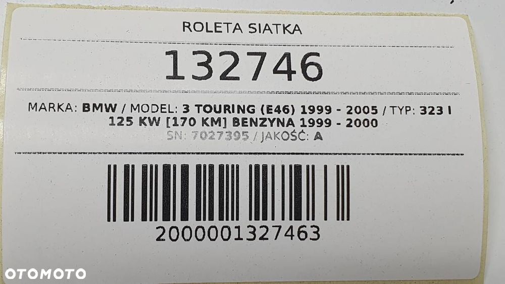 ROLETA SIATKA BAGAŻNIKA BMW E46 2001 KOMBI TOURING BEŻ JASNA - 7