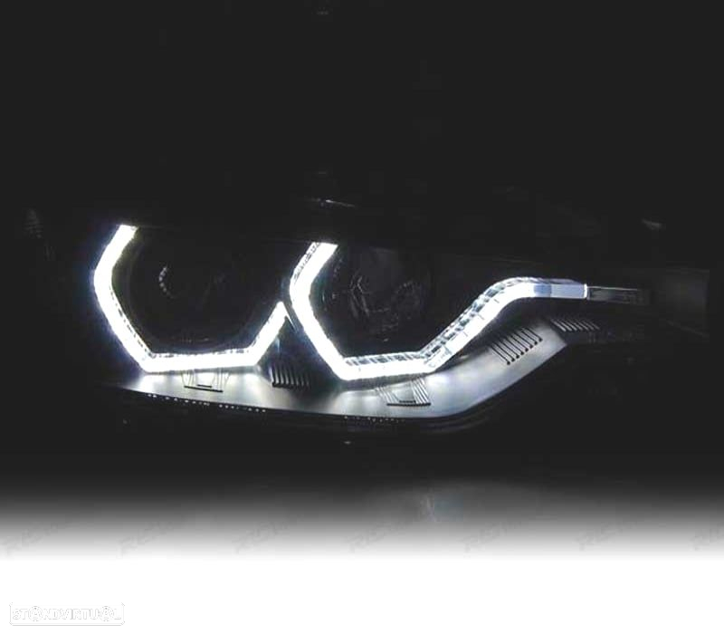 FARÓIS BMW F30 F31 LCI 15-18 LUZ DIURNA LED DRL PRETO - 3