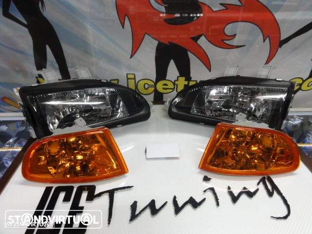 Farois frontais Honda civic 92-95 4 portas EG8, EG9, EH8, EH9 euro look  Fundo + piscas frontais - 13