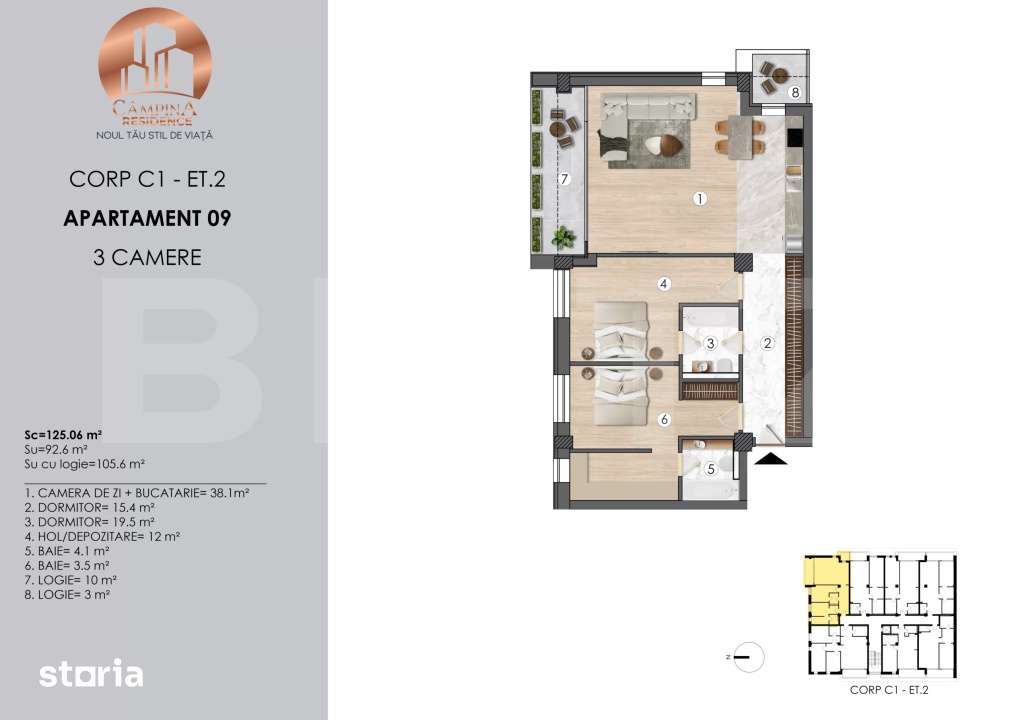 APARTAMENT 3 CAMERE ANSAMBLU REZIDENTIAL CAMPINA RESIDENCE — fotografia 3