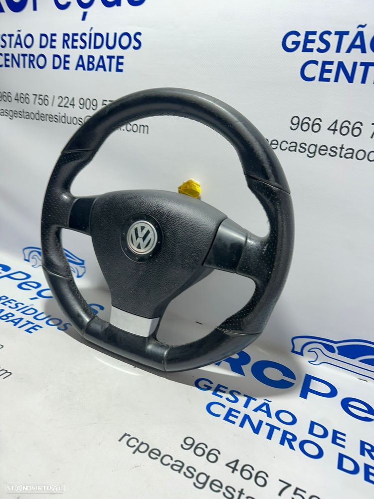 .Volante Completo Flat Bottom Pele Perfurada VW Volkswagen 1K8419091D 2005 - 2017 - 3