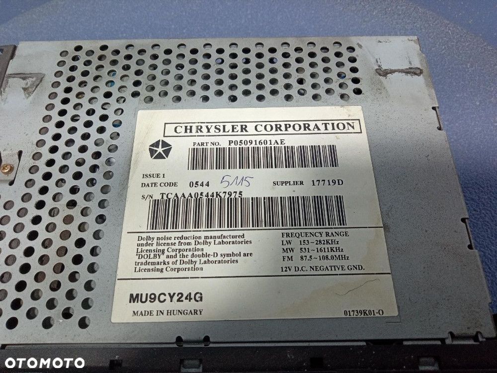 CHRYSLER VOYAGER IV LIFT 04- RADIO FABRYCZNE OEM P05091601AE - 6