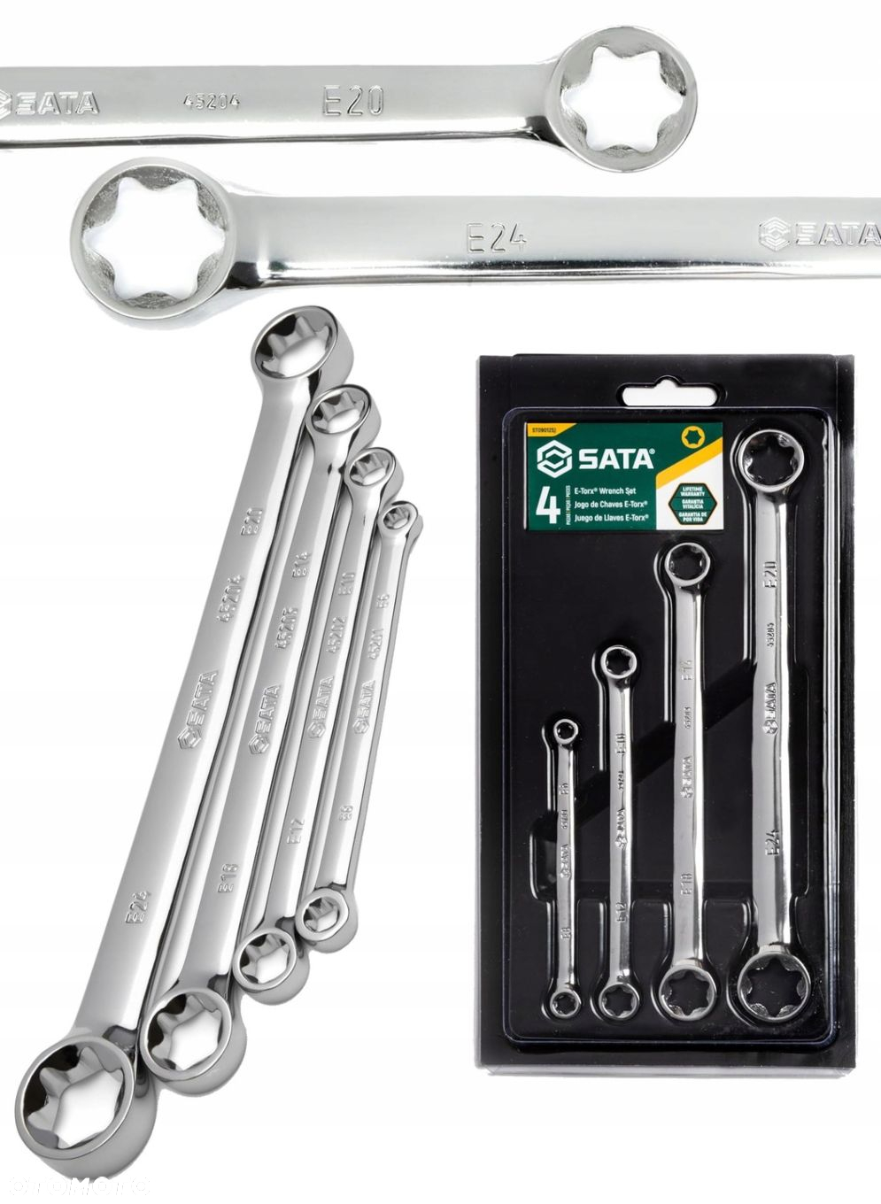 SATA ZESTAW 4 KLUCZY OCZKOWYCH E-TORX DWUSTRONNYCH WKŁAD SZUFLADY ST09012SJ - 7