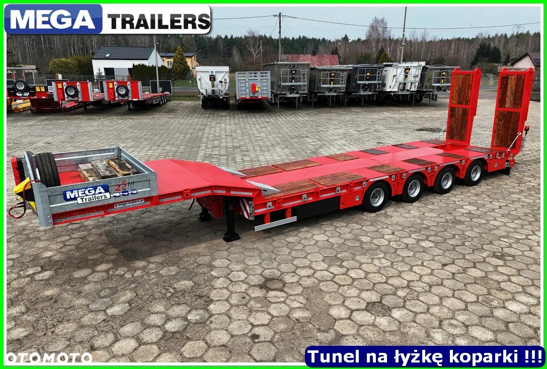 Mega Nisko podłoga 4 osie,  dł. 9,50 m, TUNEL na RAMIĘ KOPARKI !!! - 9