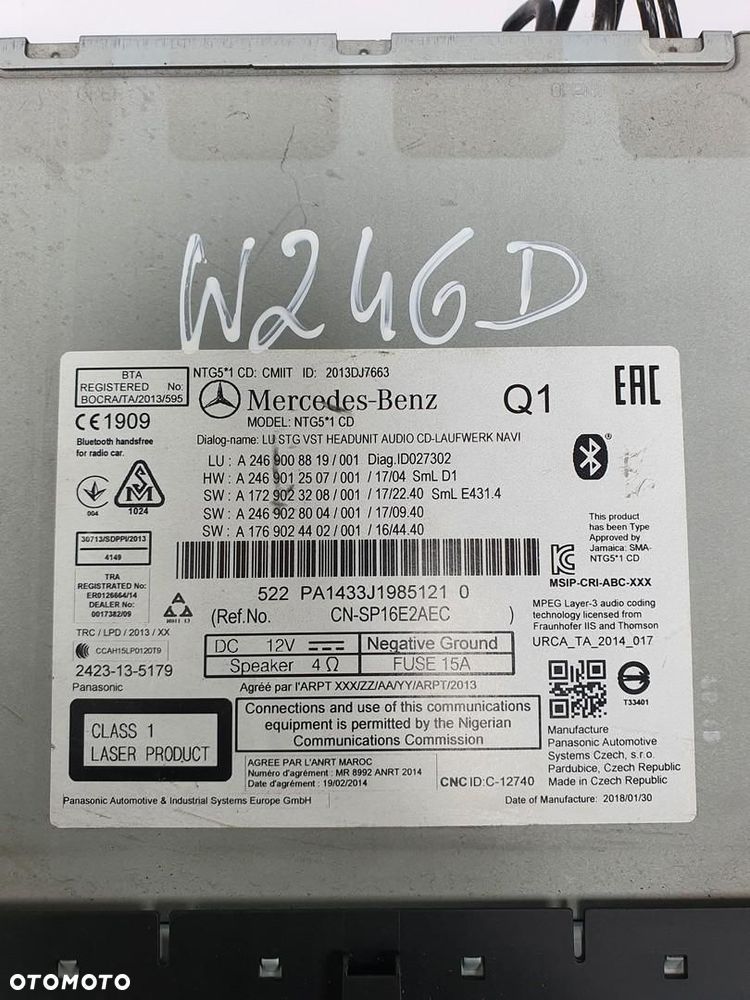 RADIO CD NAWIGACJA MERCEDES W246 A2469008819 - 5