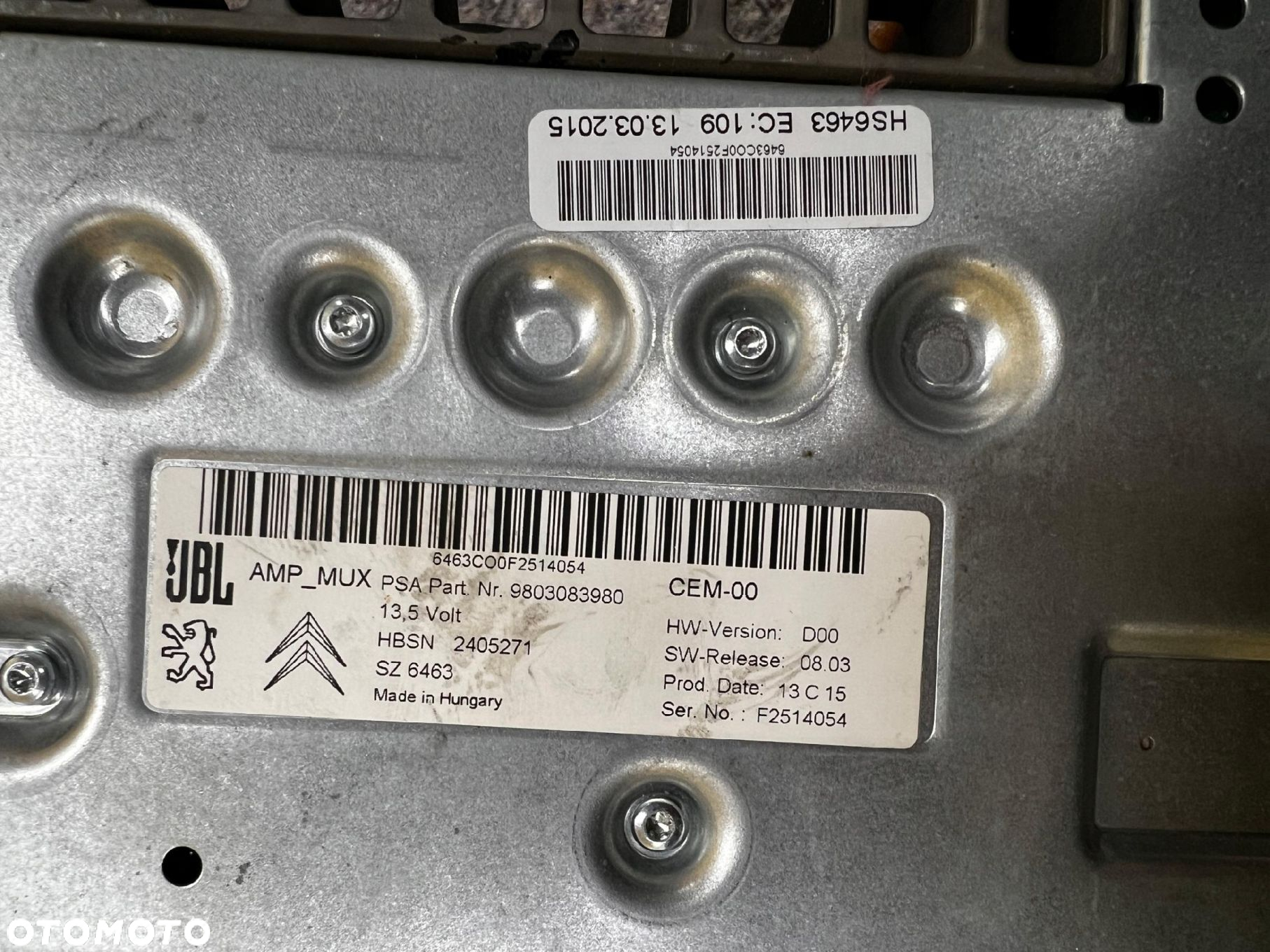BOCZKI TYŁ GŁOŚNIKI WZMACNIACZ SUBWOOFER JBL CITROEN C4 GRAND PICASSO II - 13