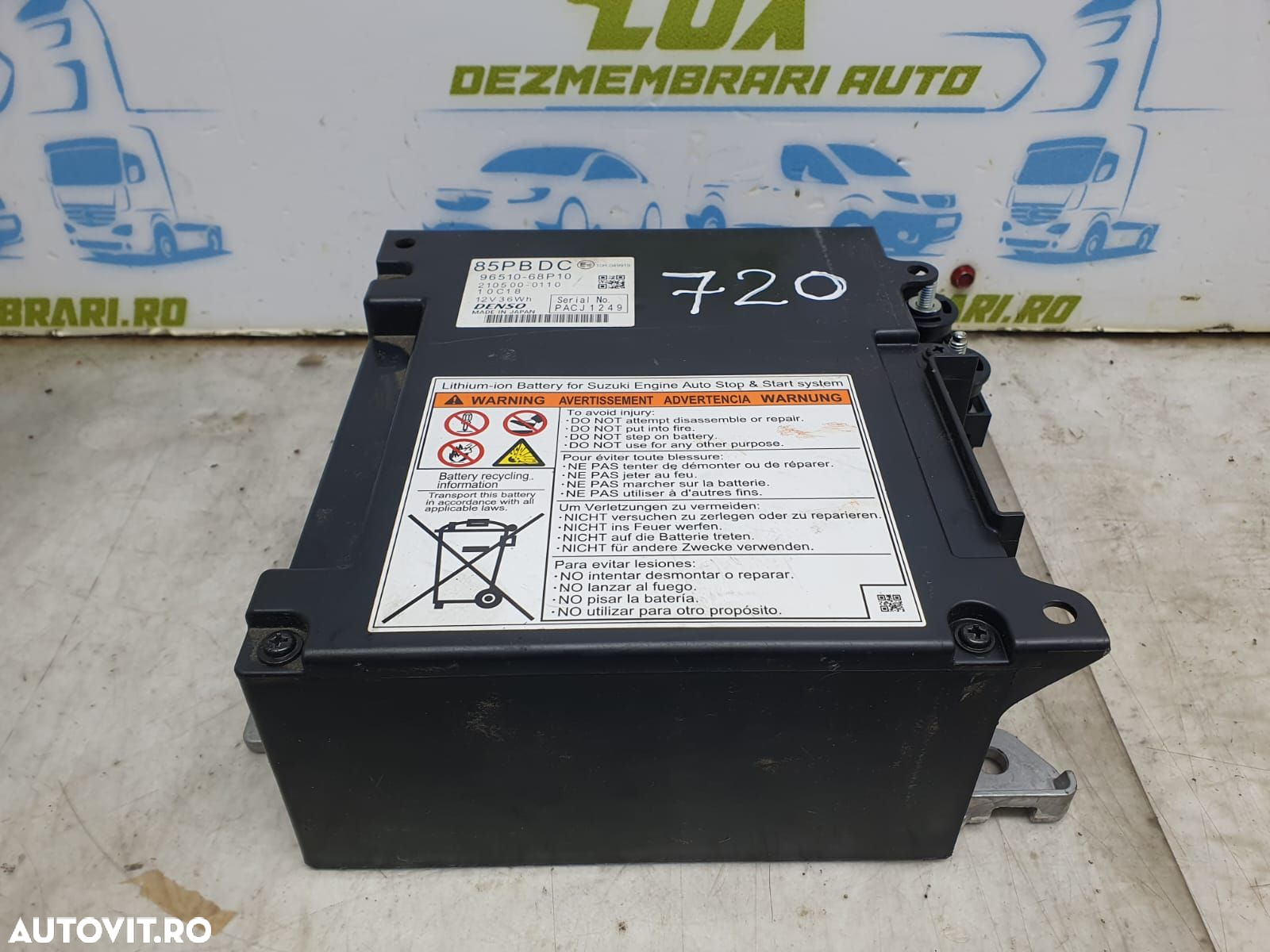 Baterie acumulator 96510-68p10 1.2 hybrid K12C Suzuki Ignis 3 [2016 - - 3