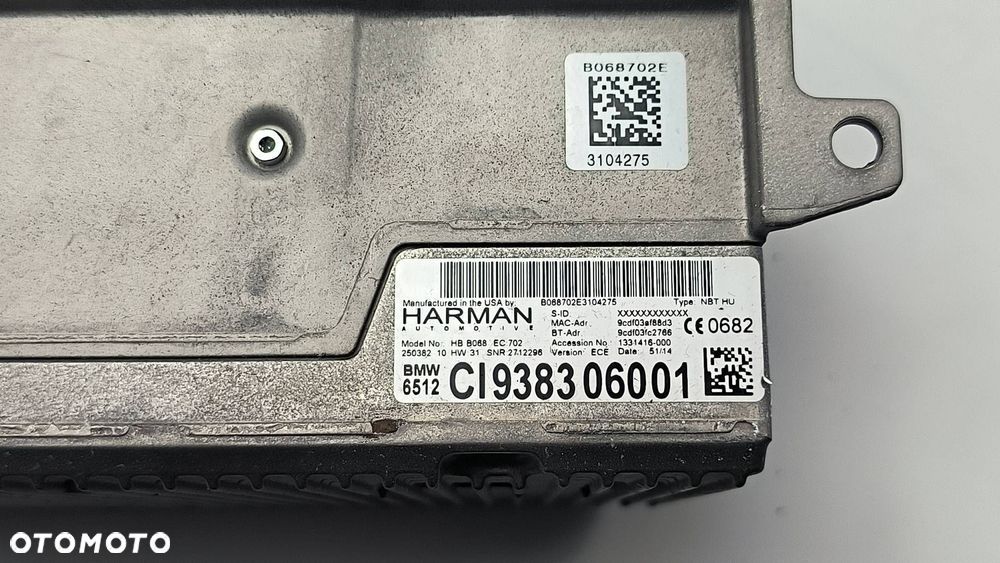 RADIO RADIOODTWARZACZ BMW X6 F16 938306001 - 2