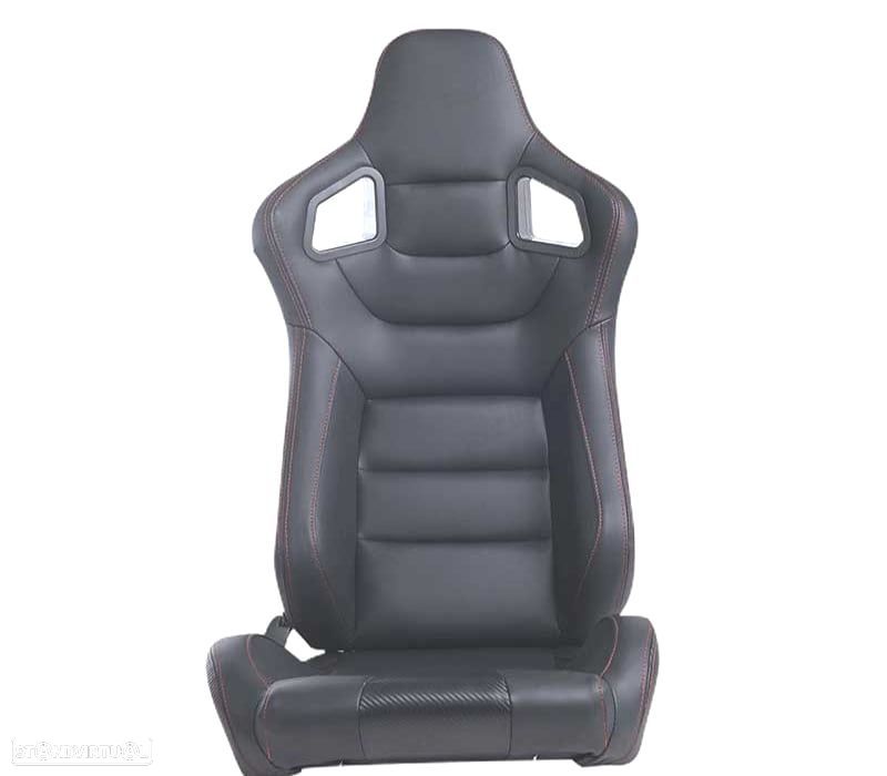 KIT BANCO SEMI BAQUET TIPO RS EM PELE PRETA COSTURA VERMELHO - 6