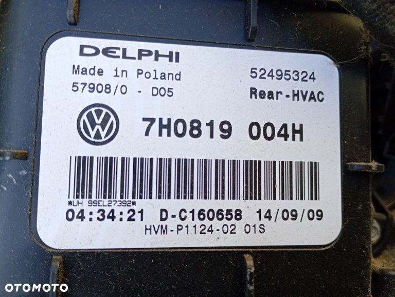nagrzewnica dmuchawa tył rurki przewód vw transporter t5 t5 lift 2003-2015 7H0819004H - 7
