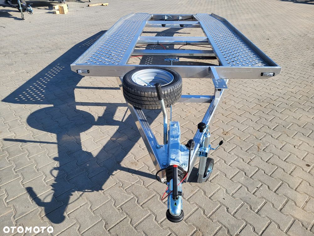 MAZZO Laweta 450x205cm DMC 2700kg raz łamana, MASA WŁASNA TYLKO 420kg, aluminiowa z najazdami i kołem zapasowym - 12