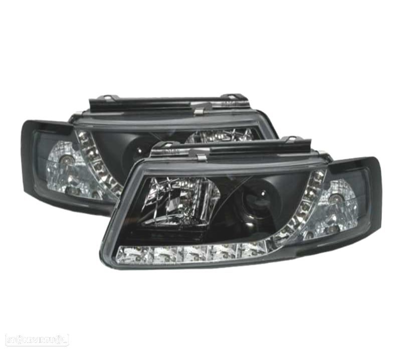 FARÓIS FERNTE LUZ DIURNA LED VOLKSWAGEN VW PASSAT 3B,96-00FUNDO PRETO - 2