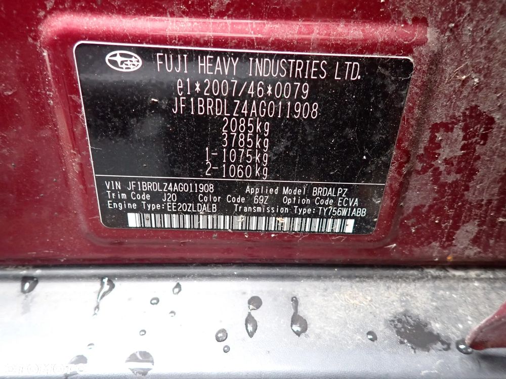 CZĘŚCI - Subaru Outback IV 4 2,0D EE20ZLDALB 150KM 6B TY756W1ABB LAKIER 69Z 2010r. INDEX - 9269 - 5