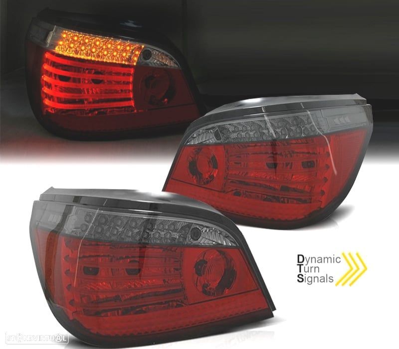 FAROLINS BMW E60 03-07 LED PISCA DINAMICO VERMELHO ESCURECIDOS - 1