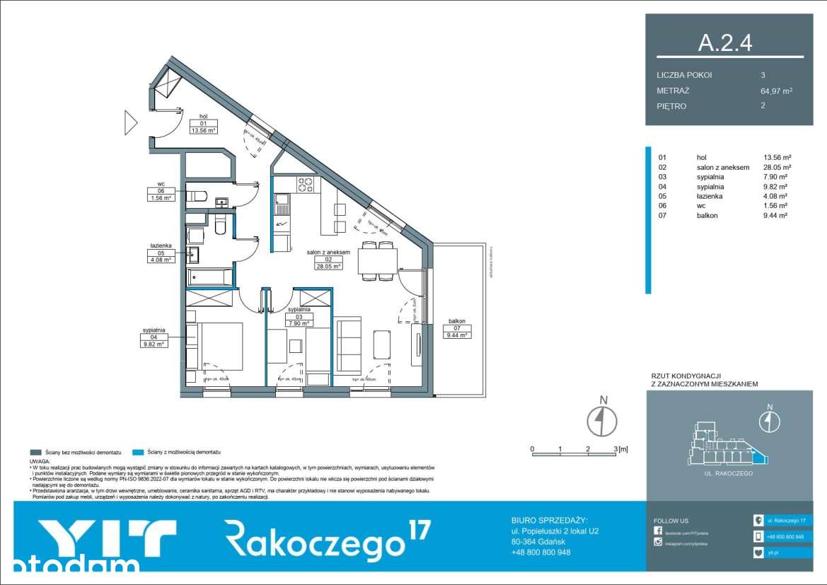3-pokojowe mieszkanie 64m2 + balkon Bezpośrednio - Pełny obrazek: 2/12