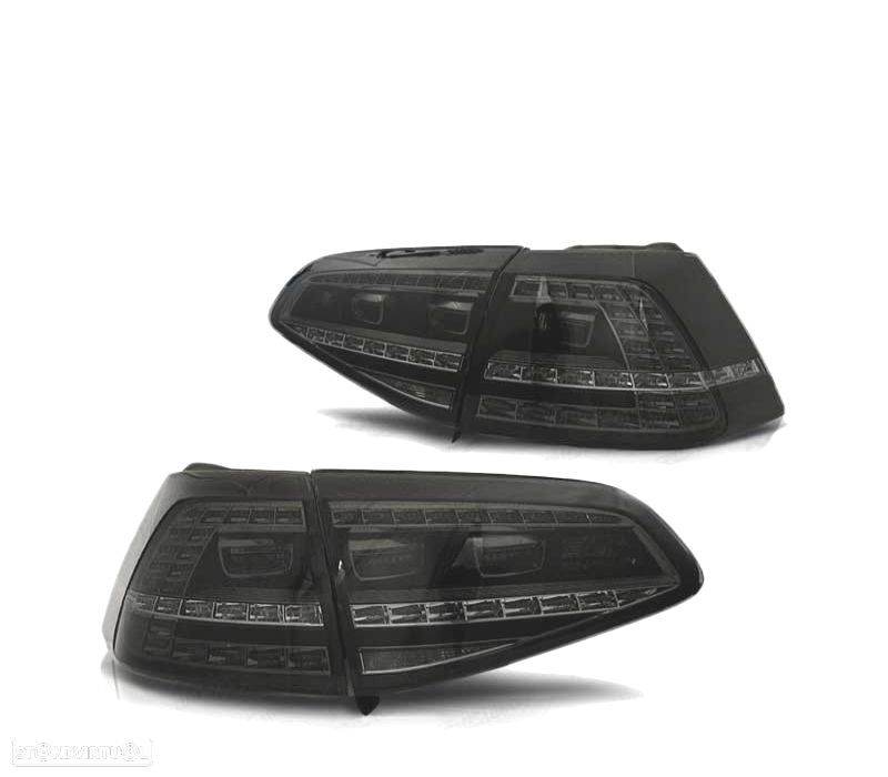FAROLINS TRASEIROS LED PARA VOLKSWAGEN VW GOLF 7 12-17 LOOK GTI FUMADOS ESCURECIDOS E6 FUNDO PRETO - 2