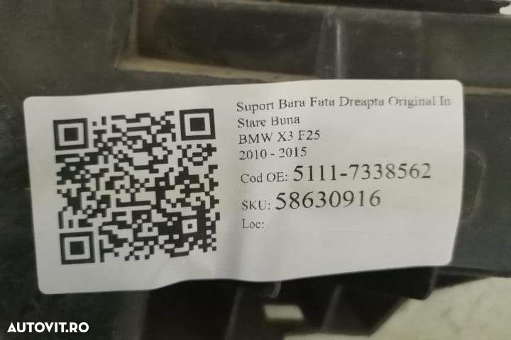 Suport Bara Fata Dreapta Original In Stare Buna BMW  X3  F25 [2010 - 2 - 7