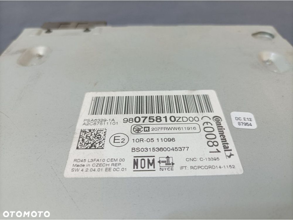 CITROEN C-ELYSEE RADIO CD FABRYCZNE 98075810 - 6