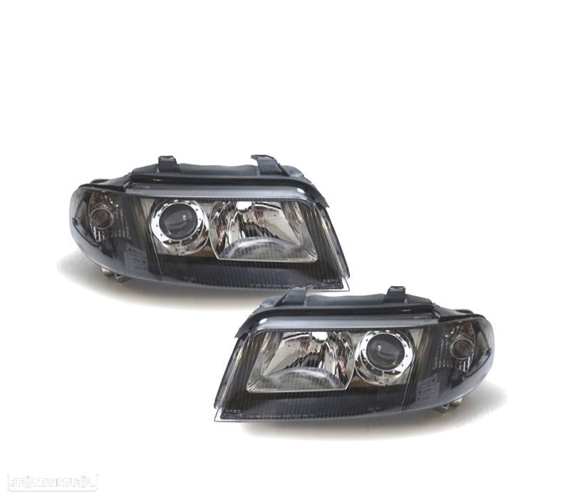 FARÓIS AUDI A4 B5 99-01 FUNDO PRETO - 1
