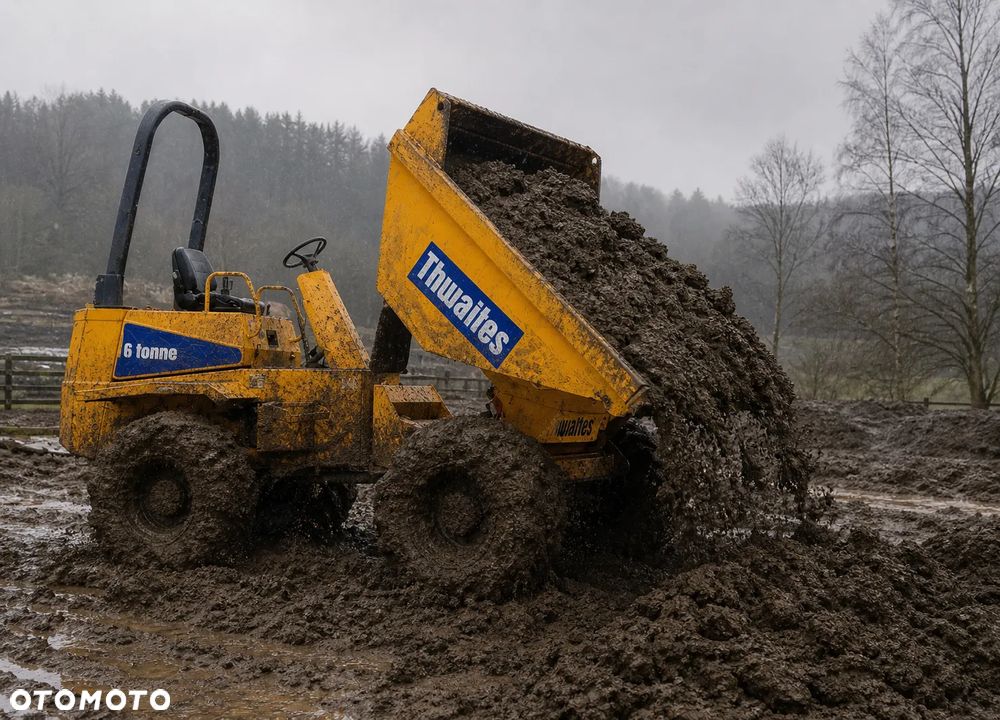 Thwaites Wozidło Budowlano-Rolnicze. 6 ton ładowność. 4x4 napęd.  Potężna Moc silnika i Hydrauliki. Najlepszy silnik Perkins 90km. Maszyna Kupiona z Norweskiego Gospodarstwa Rolniczego typu Kurniki. Stan Idealny. Zero Luzów i wycieków! Odpala na dotyk. Serwisowane w Dekra Norweska! Hamulce brzytwa. Serwisy w DEKRA. Maszyna Woziła lekkie ładunki. Praktycznie zerowe zużycie. Wielka Okazja. Wszystko w pełnym Oryginale. - 6