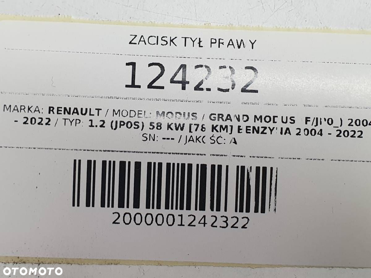 ZACISK HAMULCOWY TYŁ TYLNY PRAWY JARZMO RENAULT MODUS 1.6 B - 7