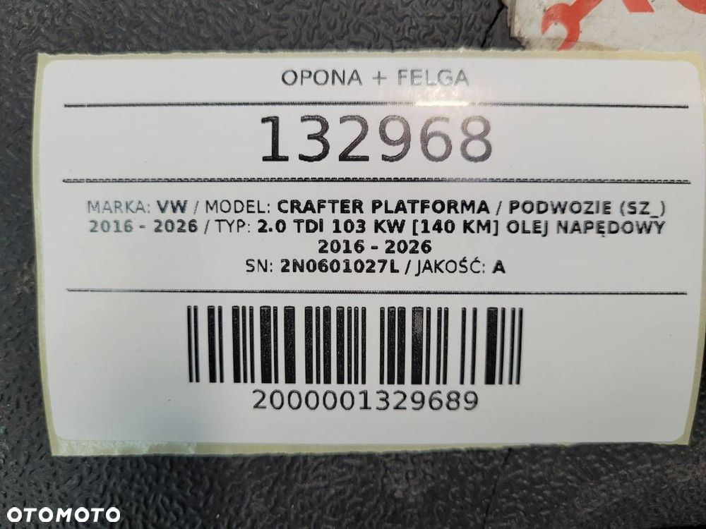 KOŁO ZAPASOWE VW CRAFTER II 235 65 16C 3224 2N0601027L 6,5JX16 ET 60 5X120 - 9