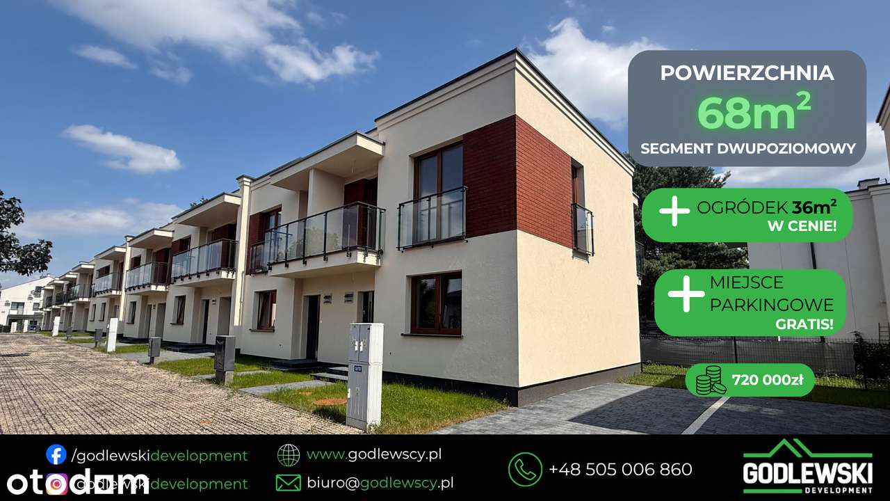 GOTOWE! Dwupoziomowy segment z ogródkiem 36m2 i miejscem parkingowym!