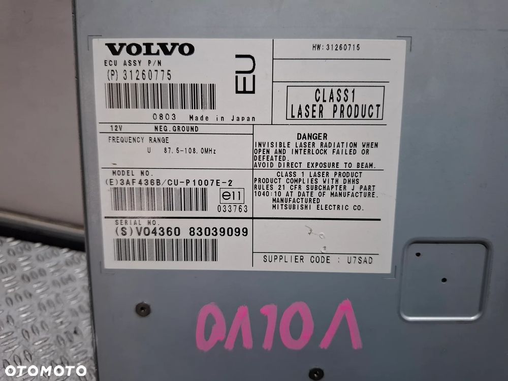 CZytnik płyt nawigacji GPS Volvo 2008 rok 31260775 - 2