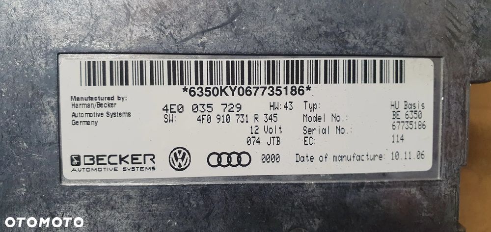 Moduł sterownik MMI NAVI Nawigacji podsawa Audi A6 C6 4E0035729 4F0910731R - 5