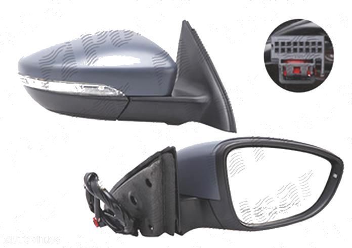 Oglinda exterioara Volkswagen Jetta (1b), 07.2010-, Dreapta, reglare electrica; grunduit; incalzita; geam convex; 6 pini; cu semnalizare - 1