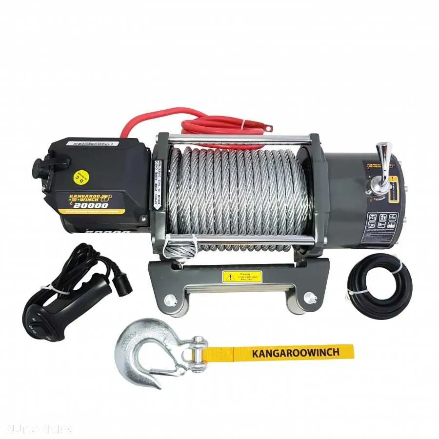 Troliu profesional KANGAROOWINCH/POWERWINCH K20000E lbs(trage 9090 kg) la 24V - 5