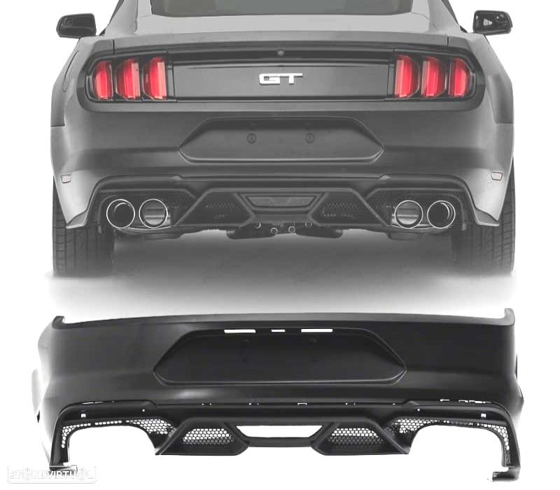 PARA-CHOQUES TRASEIRO FORD MUSTANG 15-20 LOOK GT500 PRETO - 1