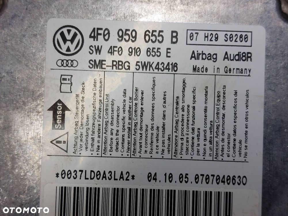 ZESTAW AIRBAG KOKPIT DESKA MODUŁ PODUSZKI AUDI A6 C6 4F0959655B - 3