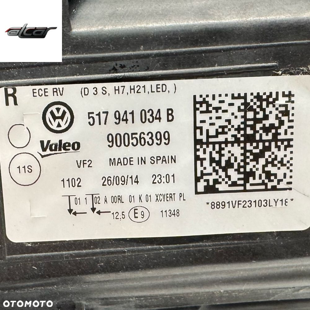 REFLEKTOR LAMPA PRAWA PRZÓD BIXENON+LED VW GOLF SPORTSVAN 517 941 034 B - 6