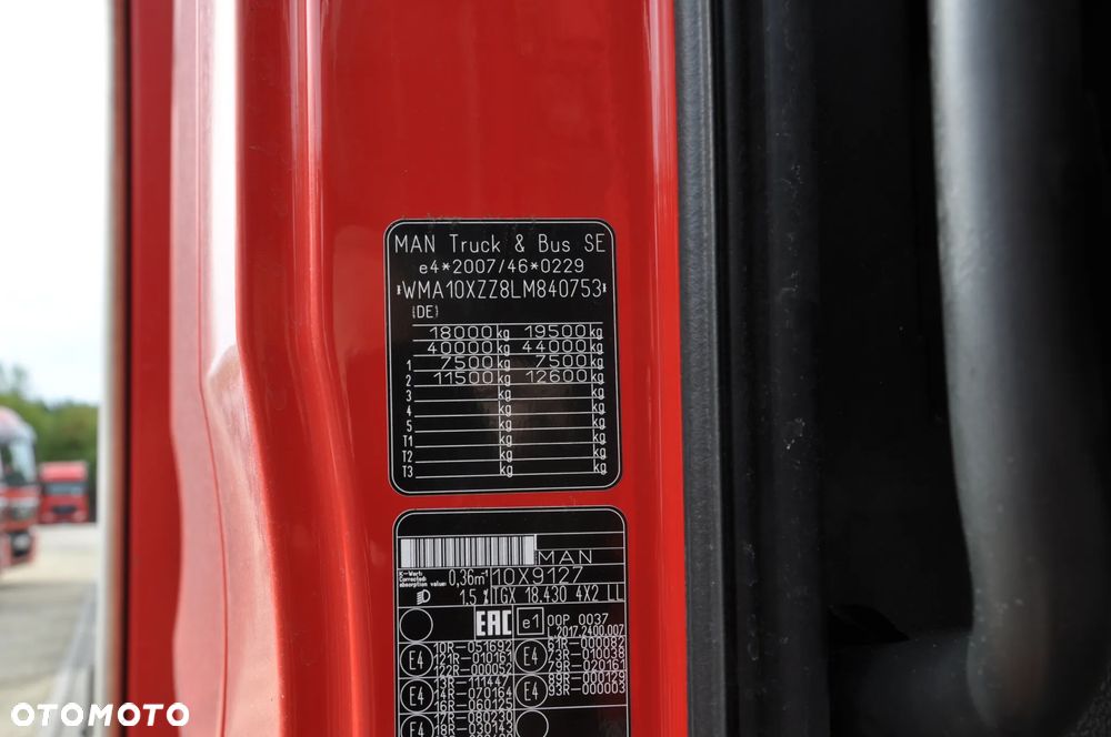 MAN TGX 18.430 XLX firana 7,40 - 40