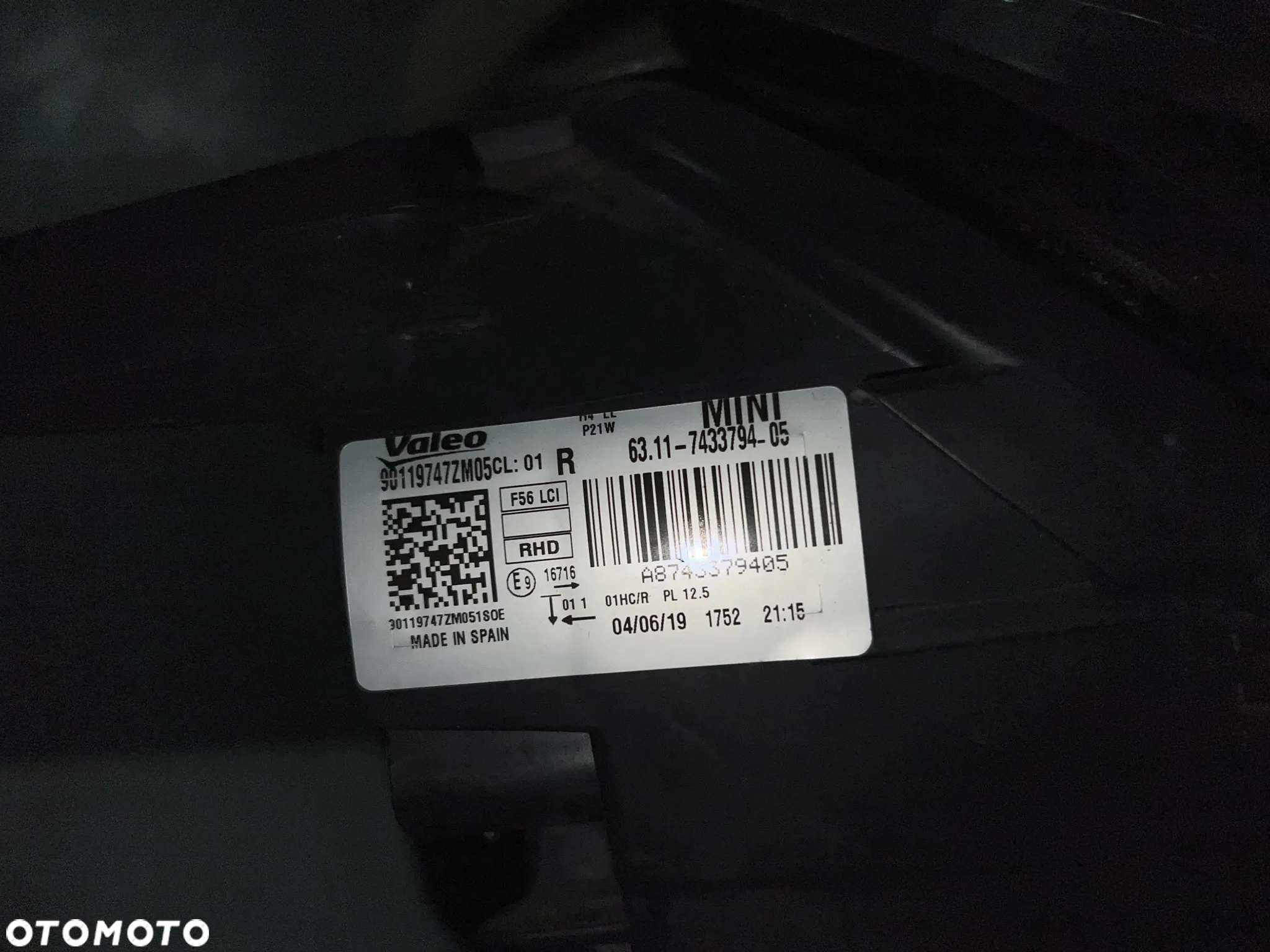 MINI F56 Komplet lamp lewa prawa H7 UK 7433794,7433793 - 4
