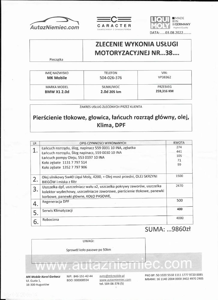 BMW 2.0 Silnik N47 n47d20d n47d20c  Po dużym serwisie  10 tyś km. - 3