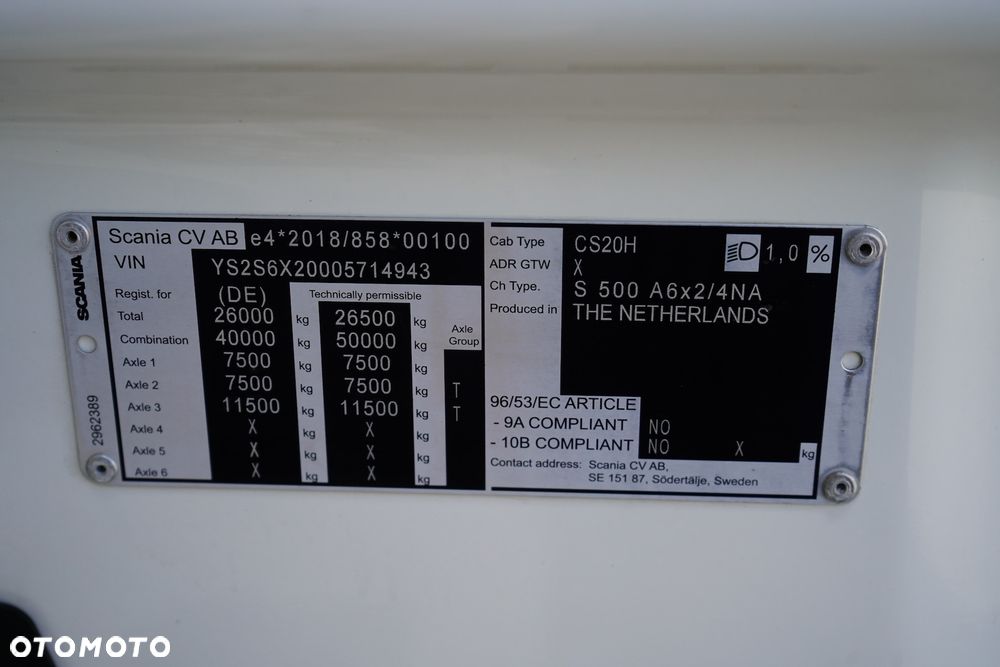 Scania S 500 / E 6 / ACC / PUSHER / RETARDER / I -COOL / OŚ SKRĘTNA / DMC 50 000 KG - 11