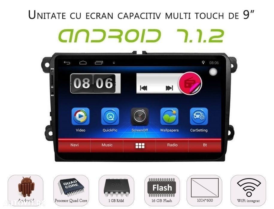 Navigatie Android 7.1 Dedicata VW SKODA SEAT 8'' EDONAV E305 3G WAZE - 6