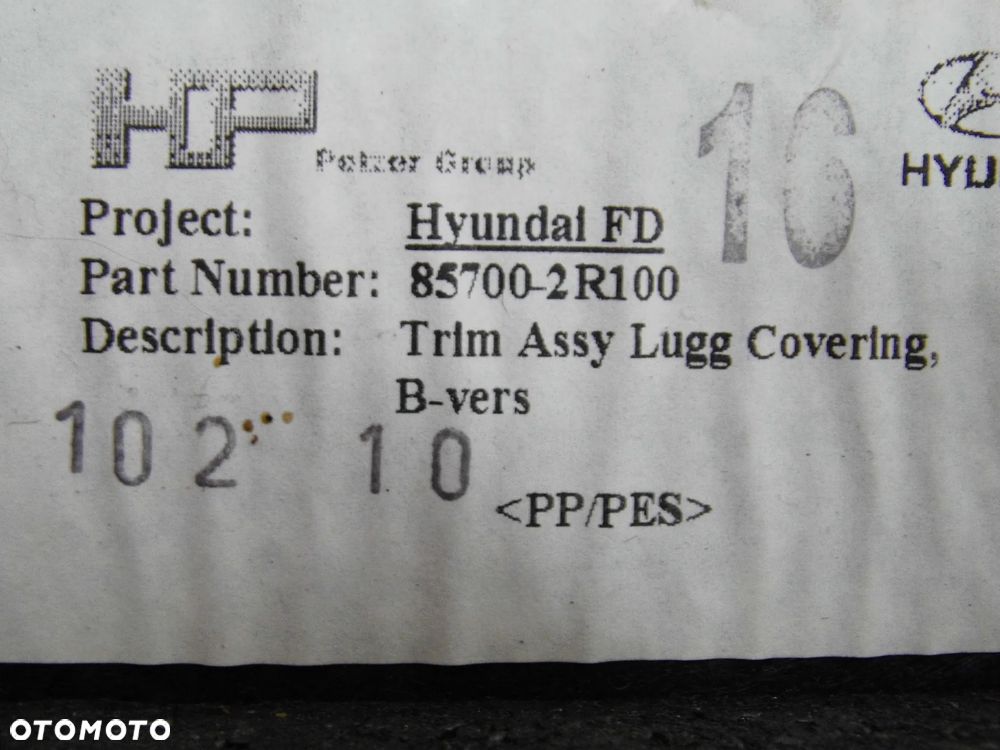 WYKŁADZINA TAPICERKA PODŁOGA BAGAŻNIKA 85700-2R100 HYUNDAI I30 I LIFT HATCHBACK ORYGINAŁ - 9
