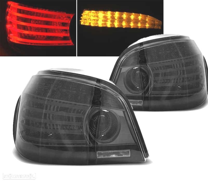 FAROLINS TRASEIROS BMW E60 SEDAN 03-07 LED FUMADO - 1