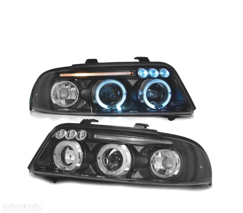 FARÓIS AUDI A4 B5 99-00 ANGEL EYES LED PRETO - 1